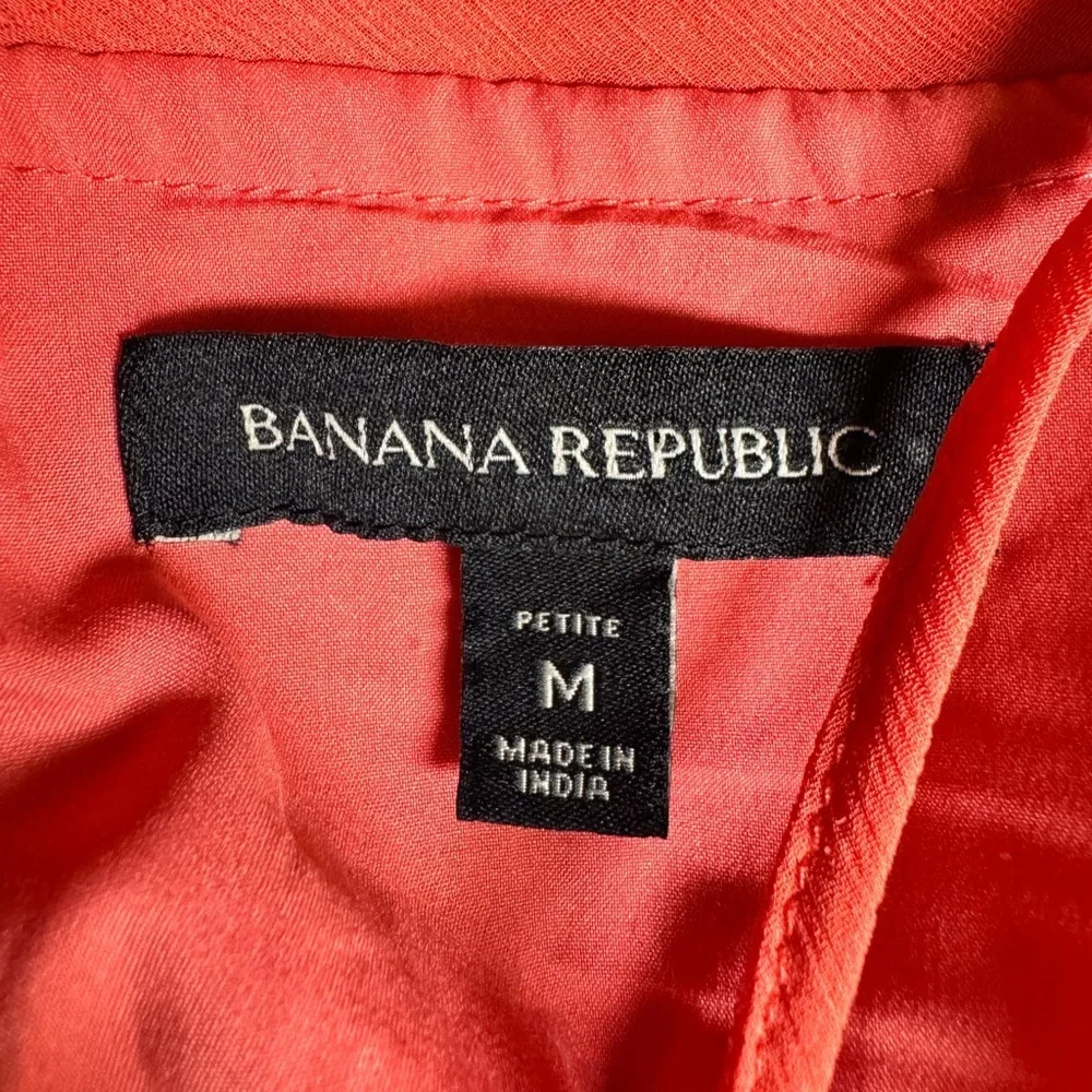 Banana Republic Coral Tassel Tie Dress Women’s Petite Medium Boho Long Sleeve - Picture 4 of 5